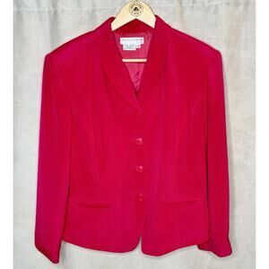 Vtg Maggy London Petite Silk Blazer 14 Pink 90s Fancy Tailored Career Jacket